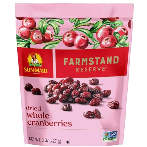 Image of Sun-Maid Farmstand Reserve Whole Dried Cranberries - (4 Pack) 8 oz Resealable Bag - Dried Fruit for Holiday Snacks and Charcuterie Boards
