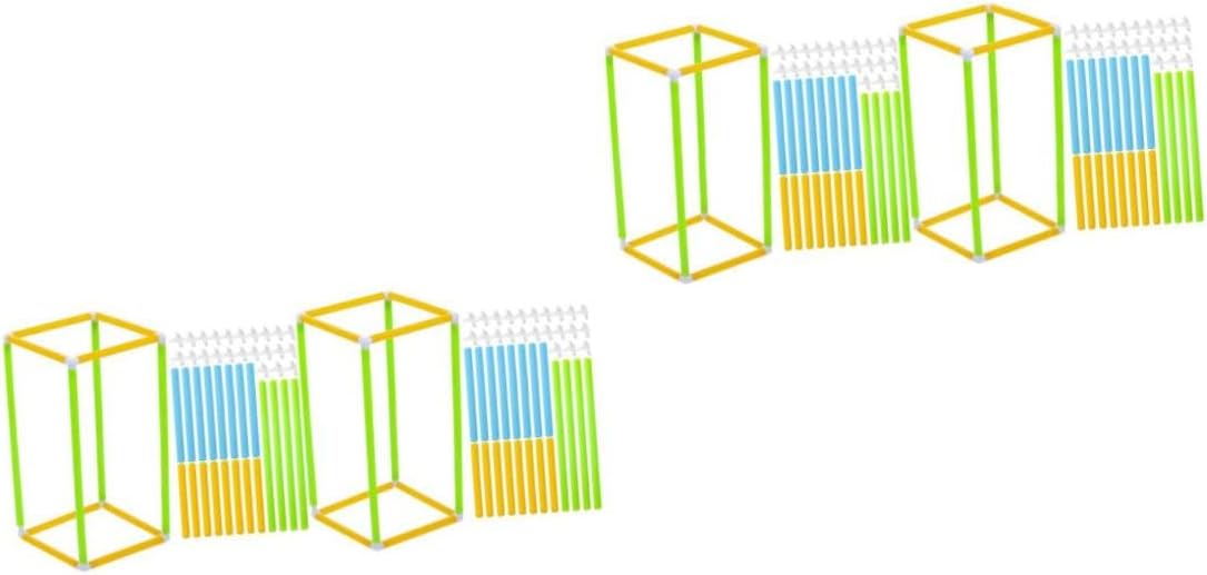 KOMBIUDA 2 Sets Geometry Model Stackable Toys Straw Construction Building Blocks Childrens Toys Straw Blocks Kid Toys Straw Connection Building Toys Straws