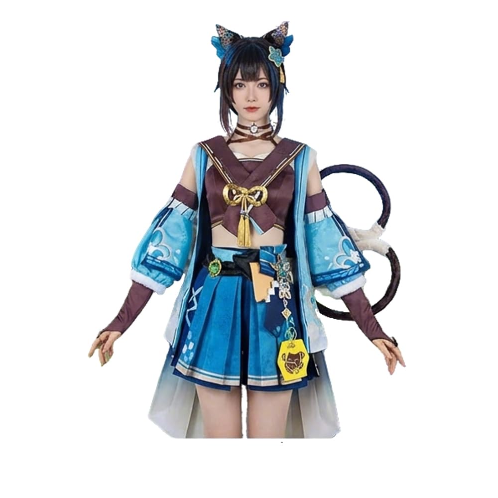Blue Cosplay Costume Uniform Outfit Women Dress for Halloween Party