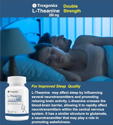 Image of Trexgenics L-THEANINE 200 mg, Double strength Stress, Focus, Mood, Relaxation Support (60 Veg Capsules)