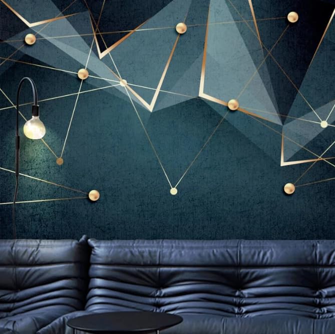 Papier peint 3D lignes dorées géométriques salon fond TV rétro 350x256cm