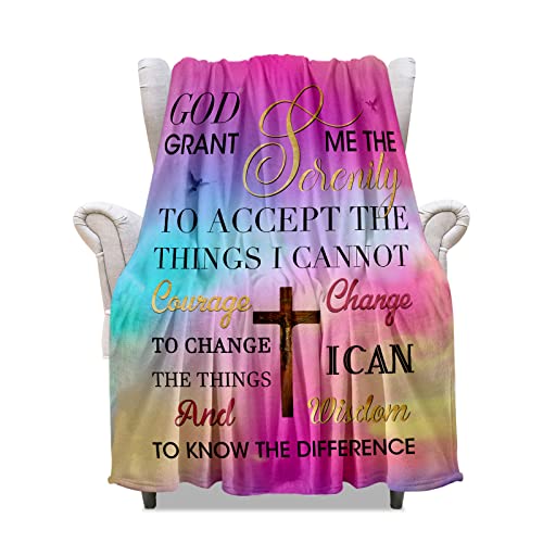 TROCHIN Christian Blanket with Inspirational Thoughts and Prayers Soft Lightweight Religious Bible Verse Blanket Warm Get Well Gift for Women/Man 50x40in
