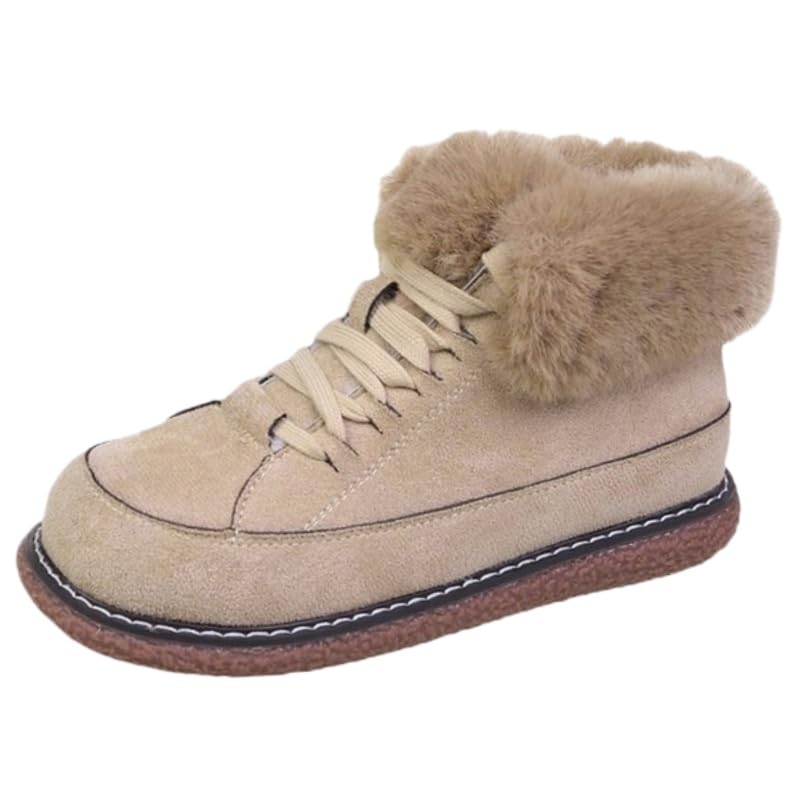 Womens large-size winter and autumn thick-soled warm round-toe short boots Comfortable soft Snowy weather