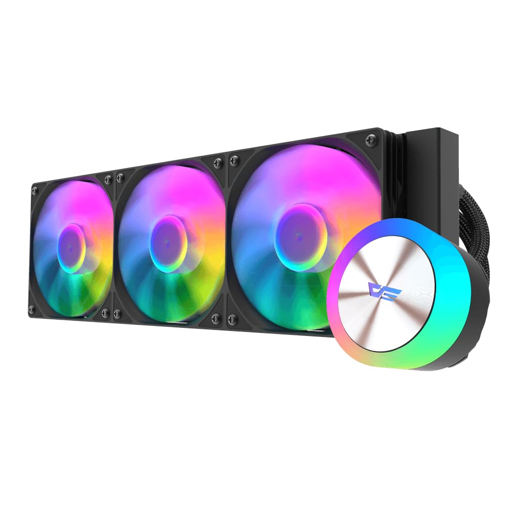 Darkflash DG360 360 mm ARGB AIO CPU Liquid Cooler, obsługuje najnowsze gniazda LGA 18XX, 1700, 1200, 115X, AM5/AM4/AM3 SocketsX, prędkość obrotowa 1800 obr./min, 315 TDP, chłodnica cieczy o niskim