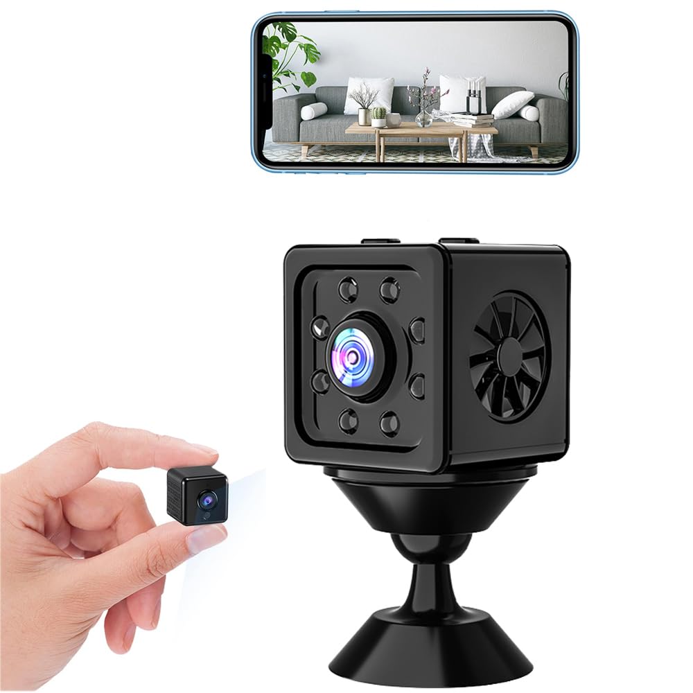 BSLVWG Mini Spy Hidden Cameras for Home Security 4K HD Wide Angle Wireless WiFi Small Nanny Cam Night
