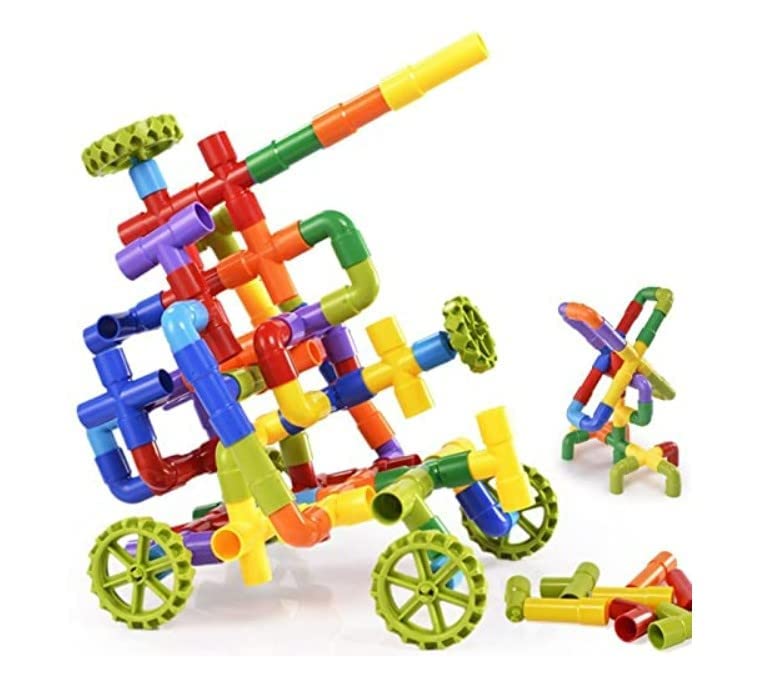 KiddyBuddy - Babys Little World Stem Learning Pipe Tube Toys,Tube Locks Construction Building Blocks 72Pcs-Multi Educational Building Blocks Set With Wheels& Spouts & Joints For Kids Ages 3+ (B0C8DCDTSR) Amazon Price History, Amazon Price Tracker