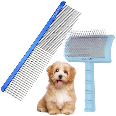 LBMBAIC 7.5inches Dog Combs for Grooming Matting and Dog Brush for Poodles Cover