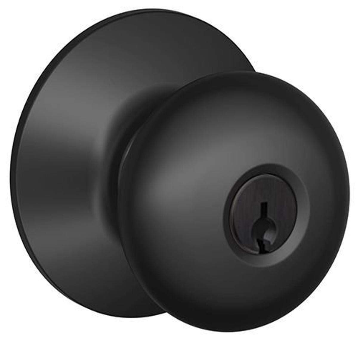 Schlage F80-PLY Plymouth Storeroom Door Knob Set, Matte Black