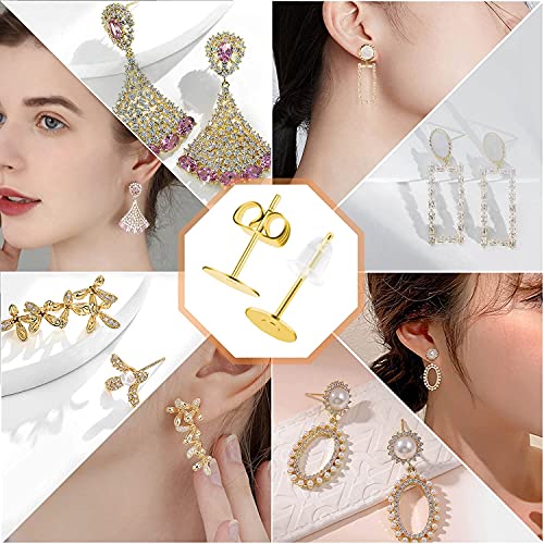 Earring Posts Stainless Steel, Flasoo 1200Pcs Hypoallergenic Earring Posts And Backs, Gold Flat Pad Earring Studs With Clutch For Earring Making And Diy Stud Earring Supplies #TOP6