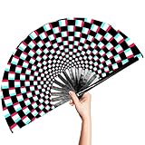 OMyTea Large Rave Clack Folding Hand Fan for Men/Women - Chinese Japanese Bamboo Handheld Fan - for...