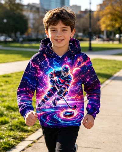 Image of Belovecol Boys Hoodies 3D Printed Hooded Sweatshirts with Pocket for 6-16Y