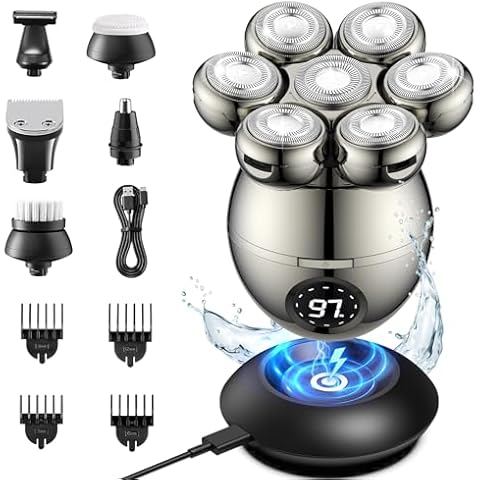 ETENTOUS 6-in-1 Head Shaver with Fast Charge Cover