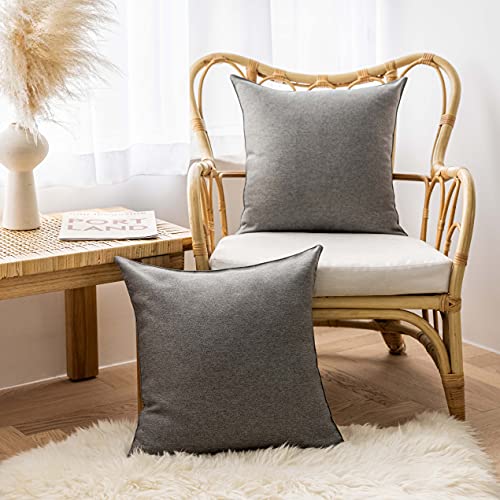 Home Brilliant Outdoor Cushion Covers 45cm x 45cm Waterproof Fabric Soft Scatter Cushions Covers with Invisible Zipper, 4 Pcs, Grey - Image 2