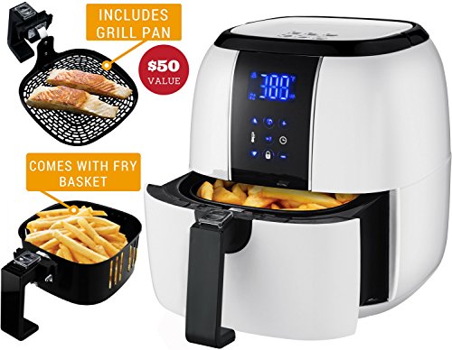 Ovente Air Fryer with Non-Stick 3.2 Quarts Frying Basket and LED Display Touch
