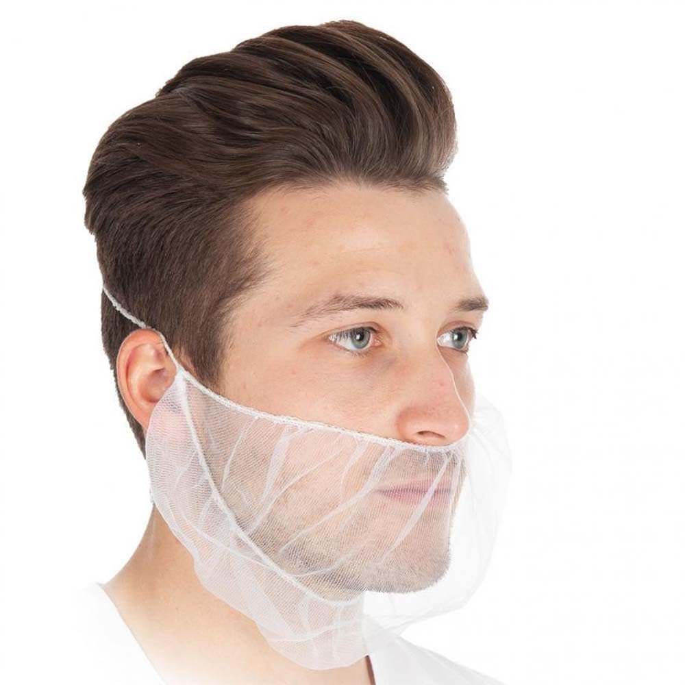 FRANZ MENSCH 1000 Stück Hygostar Bartschutz | Nylon, weiß, L: 46cm, B: 20cm, Einheitsgröße, Karton, Bartschutz, Barnetz, Barthaube