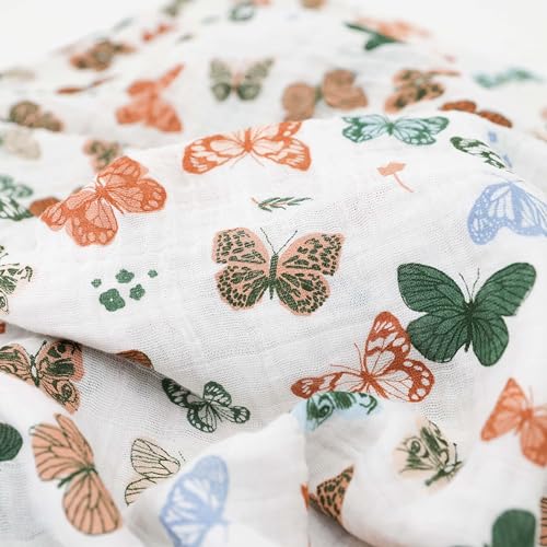 Image of Little Unicorn Muslin Swaddle Blanket for Newborns & Infants | Soft & Breathable Fabric | Set of 3 Baby Blankets for Swaddling, Nursing, Shower Gifts (Butterflies)