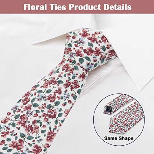 Image of Mantieqingway Men's Cotton Floral Neck Tie 2.56'' Printed Skinny Tie