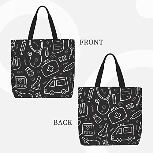 Juoritu Nurse Canvas Tote Bag For Women, Reusable Grocery Bags With Pockets, Travel Tote Bags For Work Travel Shopping #TOP2