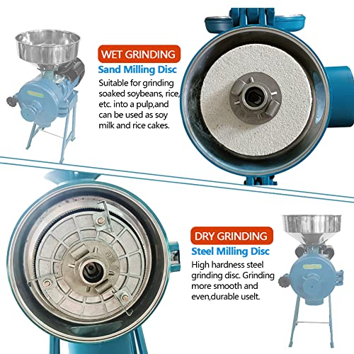 Eachbid 2 In 1 Electric Grain Mills, 3000W Wet & Dry Cereals Grinder Machine W/Funnel, 110V Grain Grinder Machine Corn Wheat Grinder Feed Mill Flour Mill Cereals Grinder Rice Mill Wet Dry Grinder #TOP2