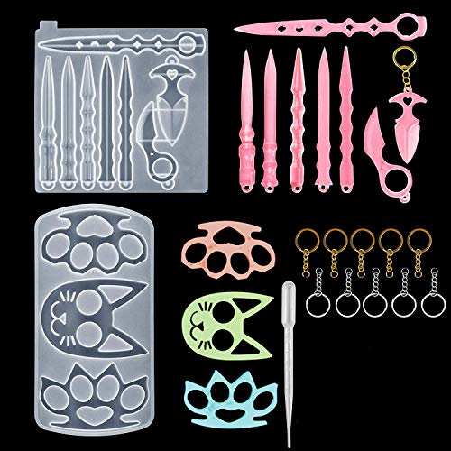 image for MSDADA Keychain Resin Mold, Touchless Brass Knuckles Mold, Portable Ep