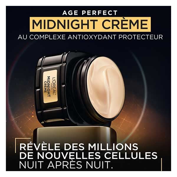 L'Oréal Paris - Midnight Age Perfect Renaissance Cellular Cream - Regenerujący krem na noc - Przeciwzmarszczkowy pielęgnacja twarzy, twardość, komfort - Do wszystkich rodzajów skóry - 50 ml