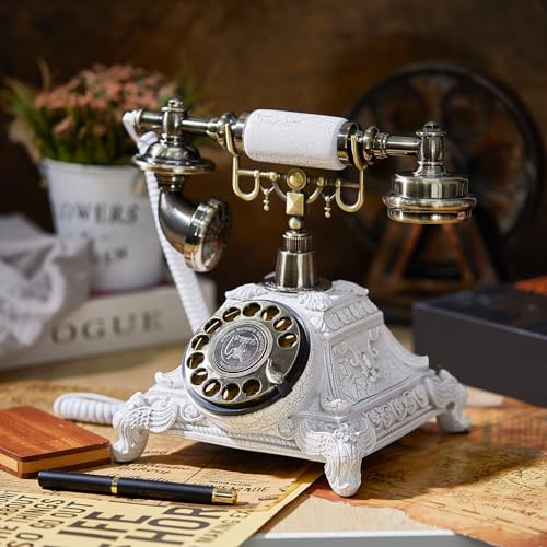 Kanayu Audio Guest Book Wedding Phone Vintage Audio Guest Book for Record Customized Audio Message Birthday Party Confession Message Voicemail Special Event, Personal and Convenient (White)