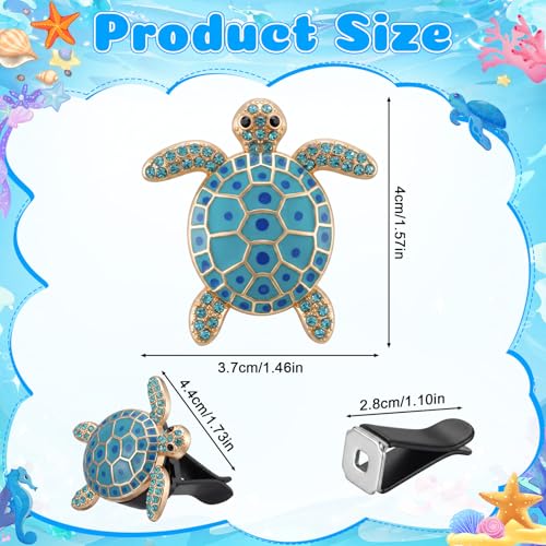 Image of Frienda 4 Pcs Sea Turtle Air Freshener Vent Clips, Crystal Rhinestone Car Diffuser, Cute Car Vent Decoration Accessories for Women