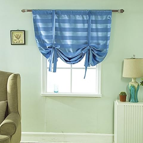 WUBODTI Blue Striped Valances Curtains Cover