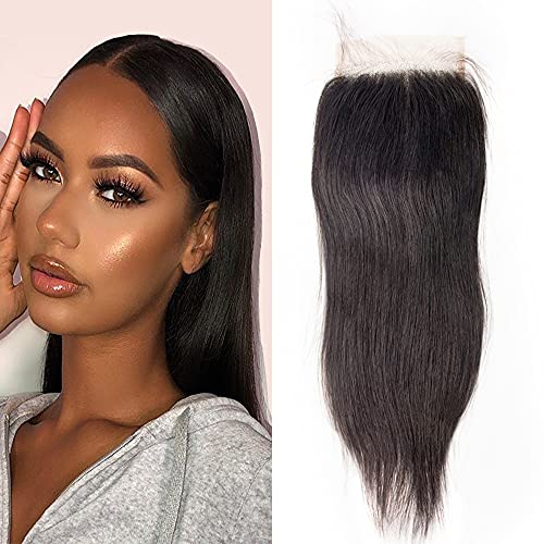 G GHAIR 5x5 Swiss Lace Closure 100% Human Hair Unprocessed Brazilian Straight Hair Top Grade 16A Free Part Closure, Swiss Lace Closure 16 Inch