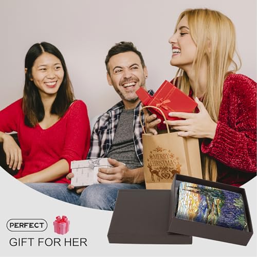 Image of Cute Credit Card Holder with Zipper, Stained Glass Lavender RFID-Blocking Card Case Small Wallet for Women Men, Multi-slot Card Organizer Case Travel Accordion Wallet