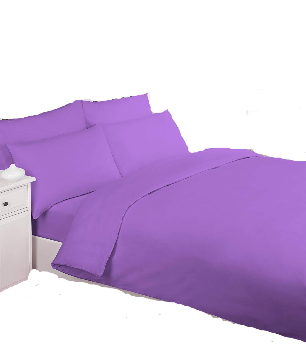 ARLINENS Plain Dyed Polycotton Flat Sheets Premium Hotel Quality Ultra Soft Luxury Non Iron Easy Care Flat Bed Sheet Fade Resistant (Lilac, Super King 256 x 304 cm)