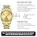 OLEVS All Gold Watches for Men Golden Tone Stainless Steel Watch Luxury Big Face Analog Mens Dress Watches with Day Date Classic Roman Numerals Diamond Dial Men Watch Waterproof Relojes para Hombres