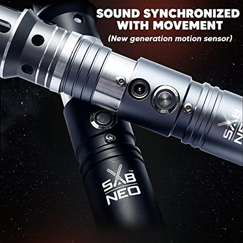 Image of SABNEO Light Saber V7 Changeable Colors-Smooth Swing & Sound Dueling Light Sabers Rgb-10 Sound Effects, Silver, Kid