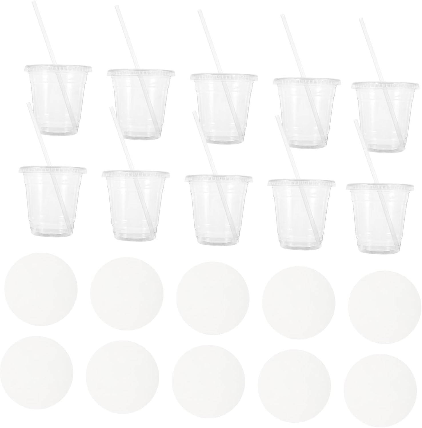 Elegant Milk Tea Cup Set 200pcs Plastic Juice Cups with Lids Straw Perfect for Summer Parties