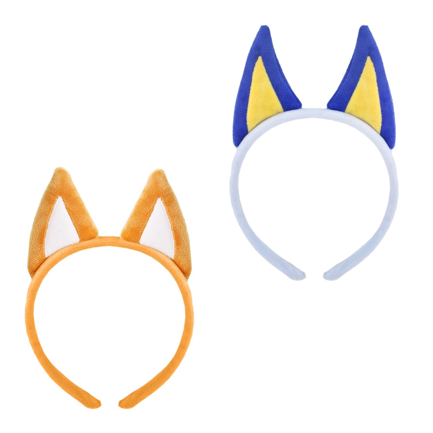 2 Hunde-Stirnbänder, Hunde-Ohr-Stirnbänder, Hunde-Ohr-Kostüme, Hunde-Kostüm-Zubehör, Feiertags-Cosplay-Hunde-Stirnbänder, Tier-Kostüm-Zubehör (Königsblau, Gelbbraun)