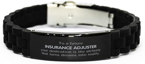LANKEST To a Future Insurance Adjuster Gifts Turns dreams into reality Graduation Gifts for New Insurance Adjuster Christmas Inspirational Black Glidelock Clasp Bracelet For Men Women