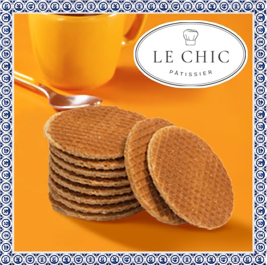 Miniatura 5 de Le Chic Patissier 30 Stroopwafels de caramelo y vainilla tostados suaves paquete de 3 (11.11 onzas cada uno) Receta original de gofres de caramelo