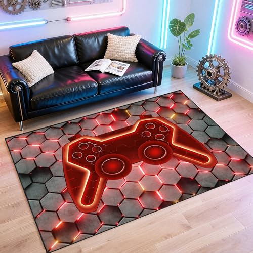 Vesocro Gamer Rug for Room 3x5 ft Non-Slip Cool Gaming Carpet for Bedroom Livingroom and Game Room Rugs Decor