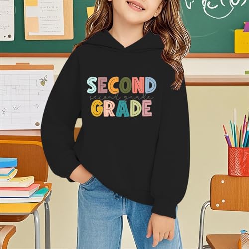 Second Grade Graphic Sweatshirts with Hood Back to School Clothes First Day of Preschool Long Sleeve Comfort Shirts4