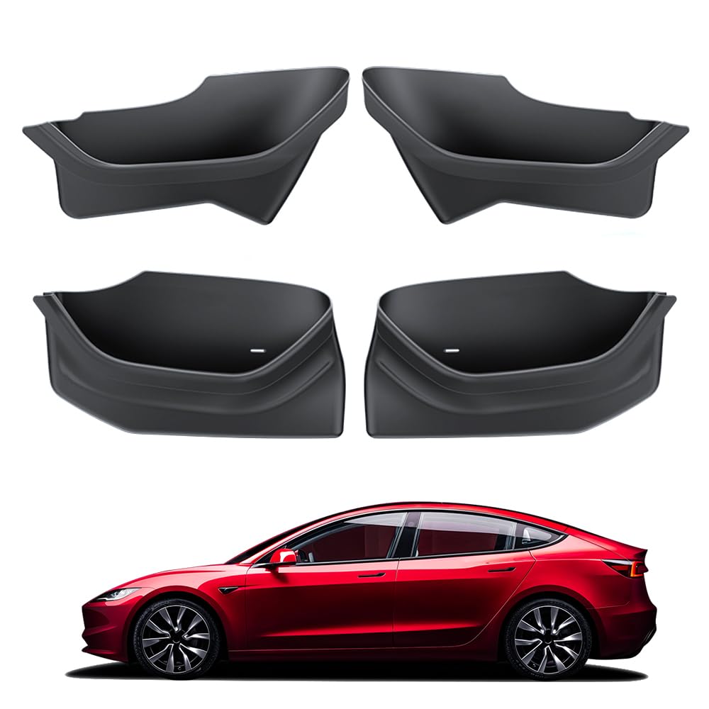 Arcoche Kfz Ablagen Tür-Seiten-Aufbewahrungsbox für Tesla Model 3 Highland wasserdichte TPE-Tür-Organizer-Ablage Autotürschlitz-Schutztaschen für Model 3 2025 2024 Zubehör (4 Stück für vorne + hinten)