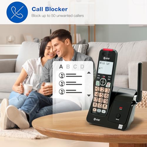 Image of AT&T EL2131-21 2-Handset DECT 6.0 Cordless Phone with Call Blocker (50 Numbers), Caller ID, Speakerphone, Backlit Display & Keypad - Black