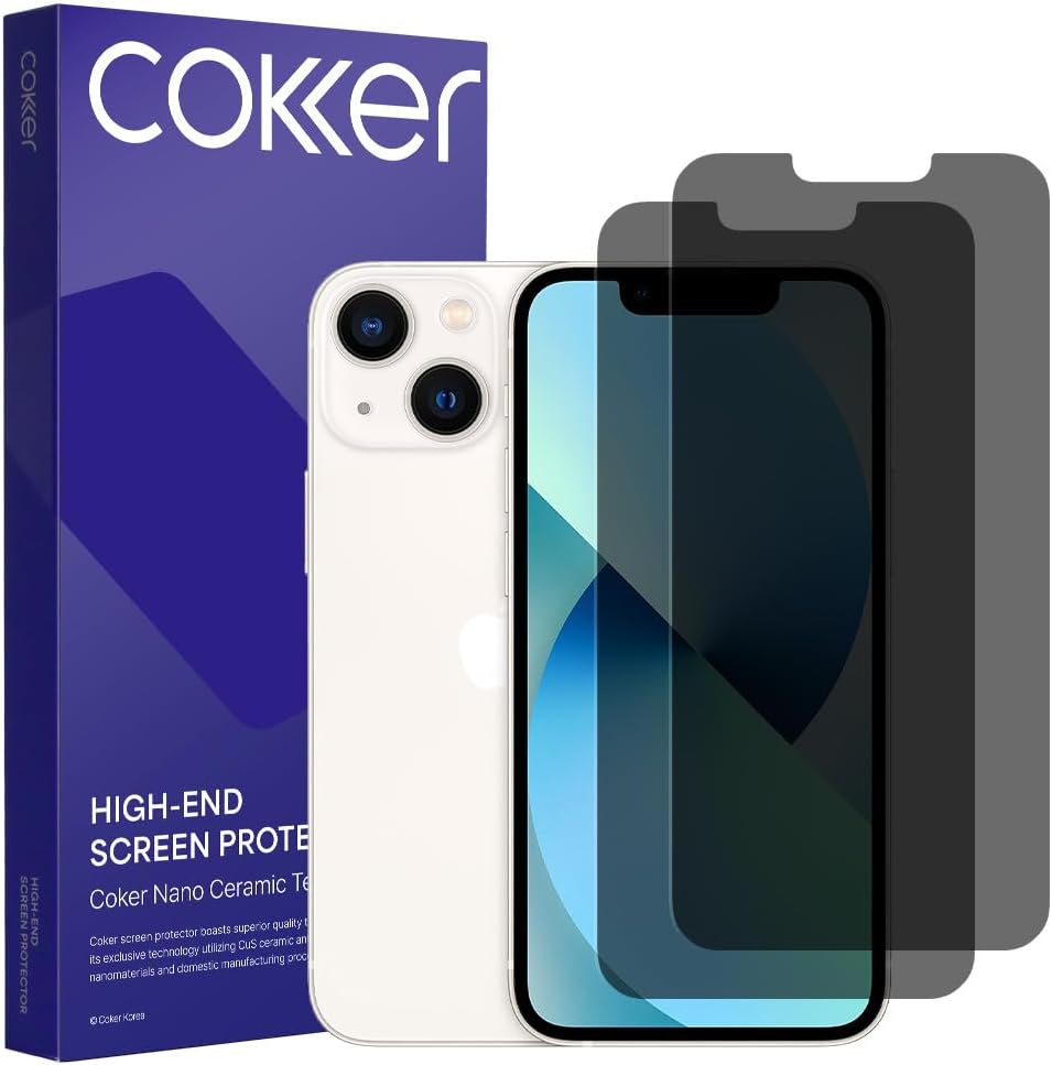 COKER 2PACK Privacy Screen Protector for iPhone 13 Mini, Anti Spy, 9H Hardness Shatterproof, Anti-Scratch, Anti-Fingerprint, Touch Sensitive, PET Film, Blue Light Filter, Easy Install COKER 2PACK Privacy Screen Protector for iPhone 13 Mini, Anti Spy, 9H Hardness Shatterproof, Anti-Scratch, Anti-Fingerprint, Touch Sensitive, PET Film, Blue Light Filter, Easy Install