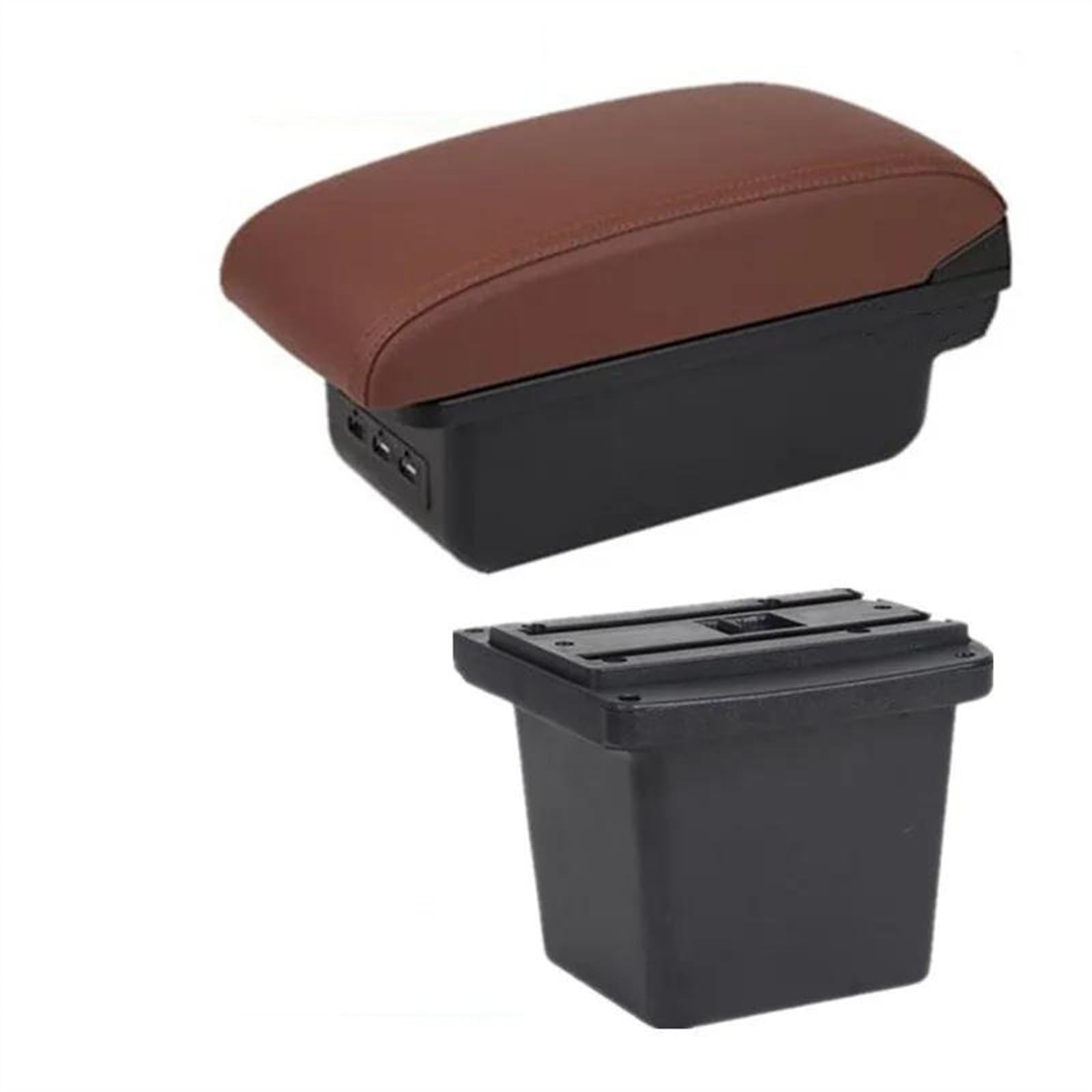 NMJLQW Storage Rack Car Decorative Styling Center Console Multifunctional Storage Box For Elantra For Touring I30 FD I30cw 2007-2011(B1 brown 3USB)