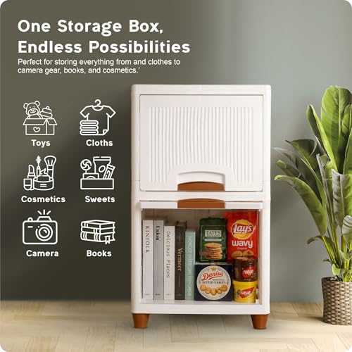 Image of TEKCOOL Plastic Wardrobe for Clothes : Versatile Plastic Cupboard for Storage Organizer & Organisers Storage Box for Ideal for Neat and Tidy Storage Solutions Almirah for Clothes (White, 2XL);
