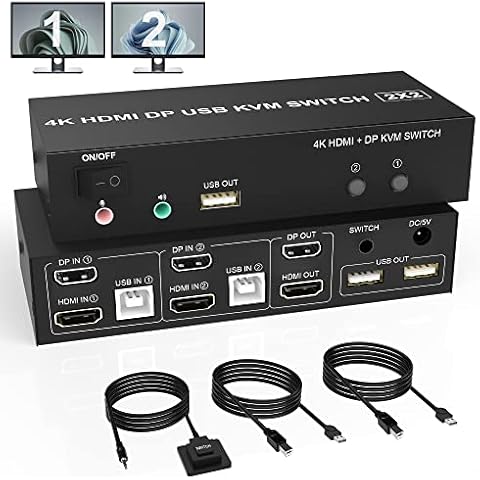 KVM Switch 2 Monitores Displayport + HDMI 4K a 60 Hz Cover