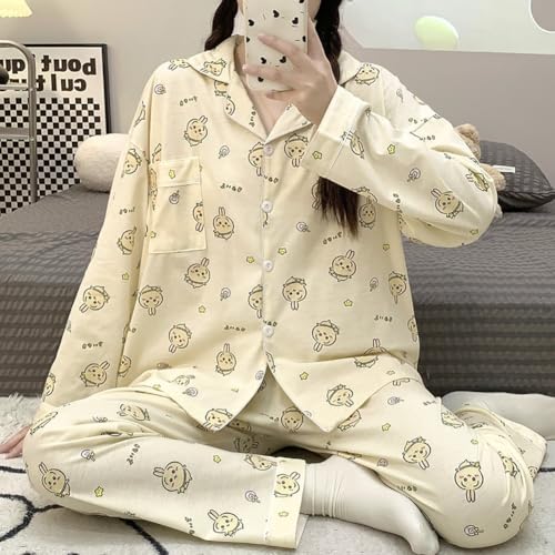 Cartoon Pajamas Set Petite Women Girls 2 Piece Pjs Sets Long Sleeve Sleepwear Nightwear Shirt and Pants Set2
