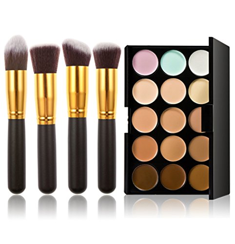 Goolgoes Fashion Base 15 Colors Contour Face Cream Makeup Concealer Palette With 4pcs Makeup Brushes Set by Fashion Base (TM)