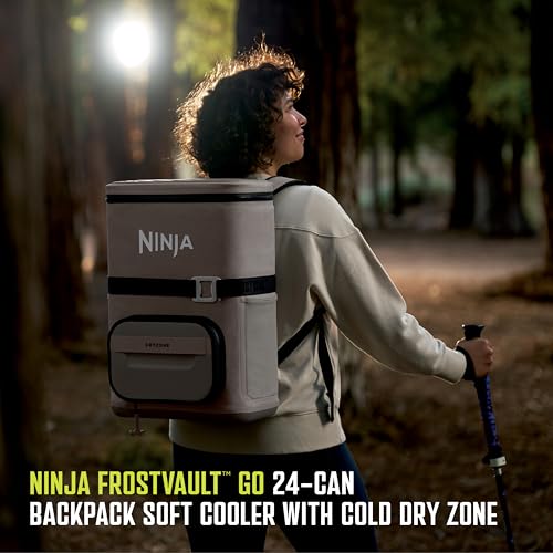 Image of Ninja FrostVault Go Can Soft Cooler, 24 /36 Can, Leak Proof, Built-In Cup Holder, 2 Ice Packs & Dry Storage Drawer, Polyester Insulation, Hiking, Camping, Picnic