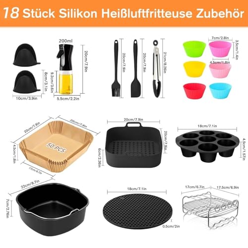 AIGOCITY Airfryer Zubehör für COSORI Turboblaze 5.5L/6L/6.2L/6.4L,Heißluftfritteuse Zubehör für Philips Airfryer XXL,Ninja MAX PRO AF180EU & andere 5.5L Plus Heißluftfritteuse