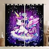 Photo Gallery feelingyou tenda per finestra a tema unicorno, decorazione per camera da letto di bambini, ragazze e ragazzi, motivo animali carini, con graziosi fiori colorati, 2 pannelli, 168 x 183 cm, viola Photo Gallery feelingyou tenda per finestra a tema unicorno, decorazione per camera da letto di bambini, ragazze e ragazzi, motivo animali carini, con graziosi fiori colorati, 2 pannelli, 168 x 183 cm, viola